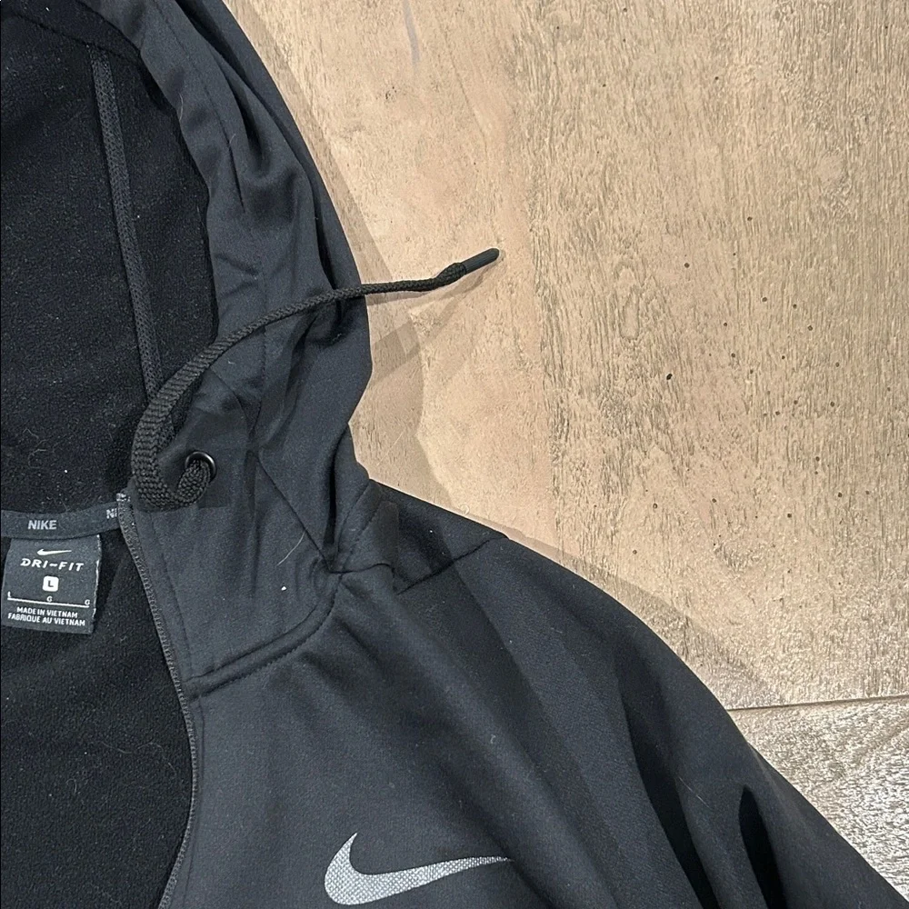 Nike Black Dri-FIT Hoodie with Silver Logo, zip up